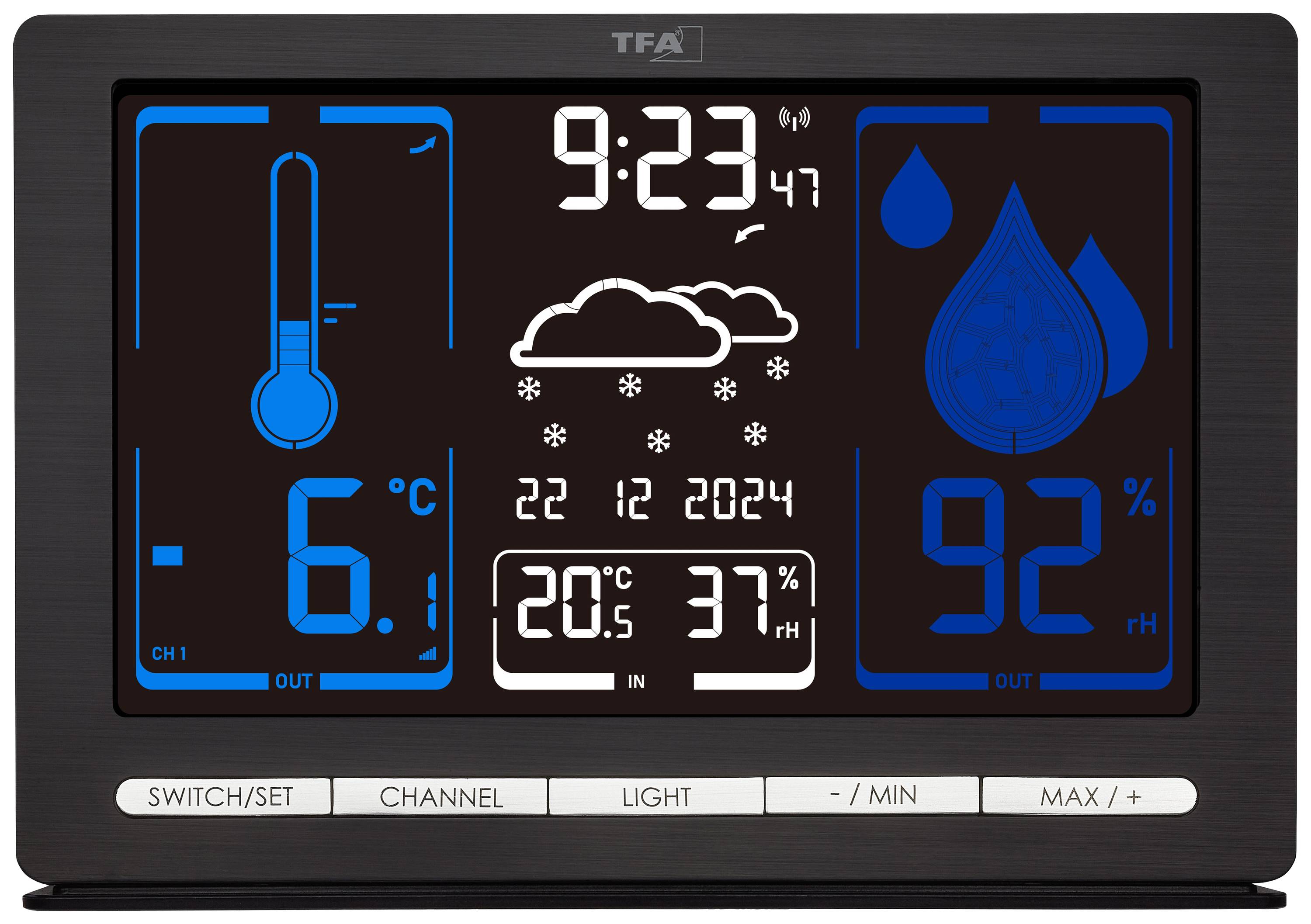 TFA Dostmann Funk-Wetterstation METEOCHROME 35.1132.01 Wireless digital weather station Forecasts for 12 to 24 hours Max