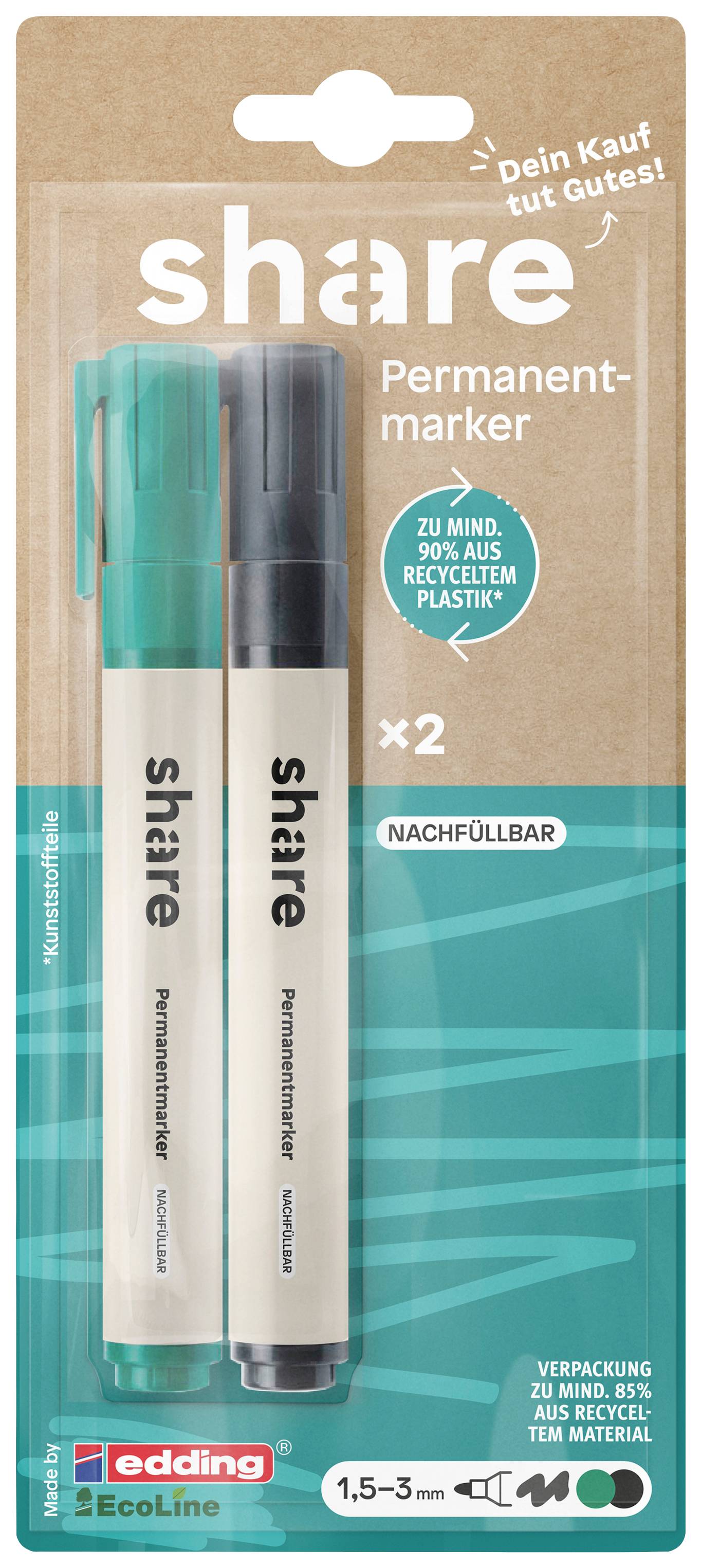 share 4-0009-2 Permanent marker Black, Green waterproof: Yes