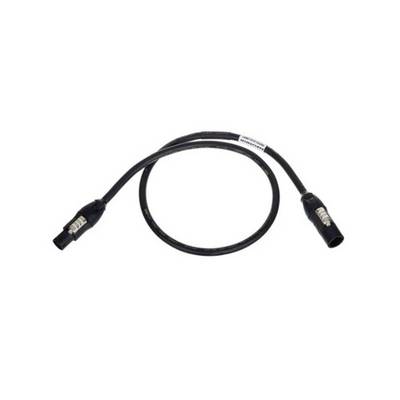 Black cable with XLR connectors at both ends, used for connecting audio equipment.