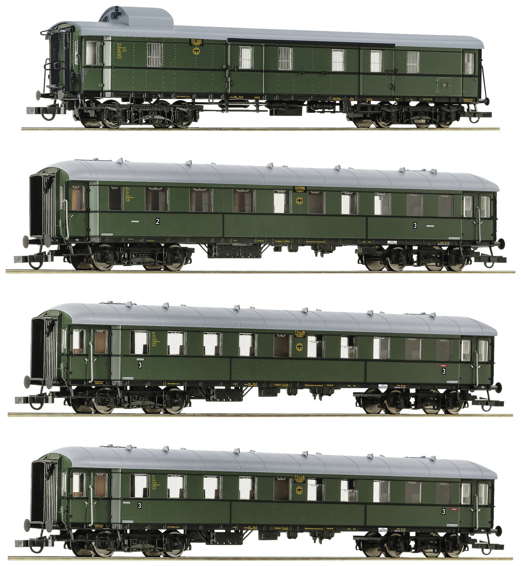 Roco 6200056 H0 set of 4 1: Zwickau tradition train of DR Pw4ue, 2./3. Class BC4ue, 3. Class C4ue