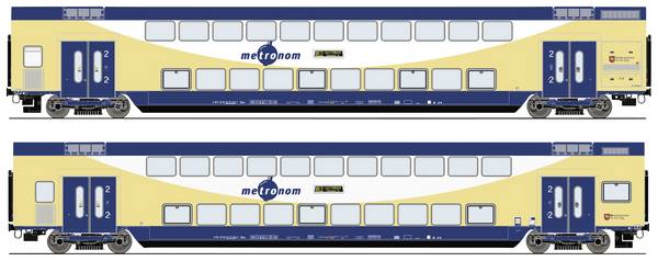 Roco 6220106 H0 2-pc set Double-decker wagon of Metronom 2 class DBpza
