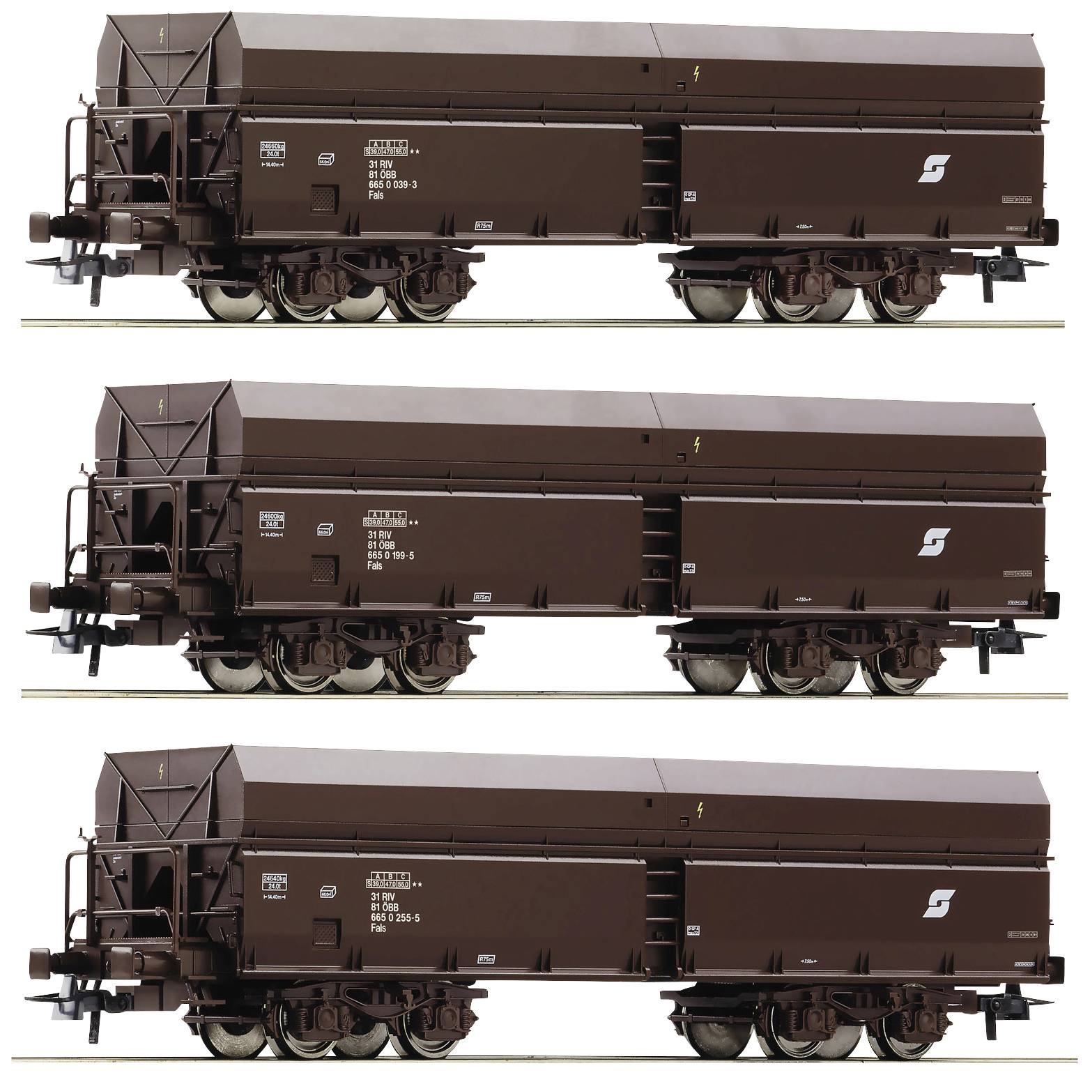 Image of Roco 6600071 H0 3-piece set of OeBB hoppers