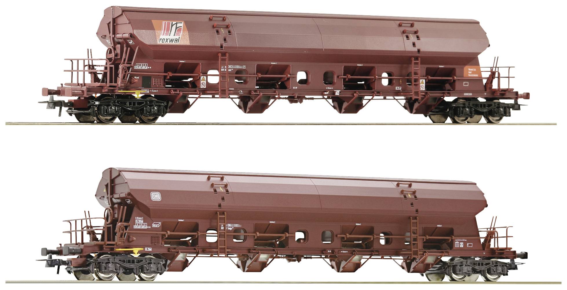 Roco 77036 H0 set of 2 pivot roof wagon of DB