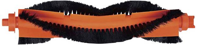 An orange roller brush with black bristles, used in cleaning devices for effective dirt removal.