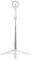 A white tripod with a telescopic pole and a circular holder at the top end. It stands on a three-legged base.