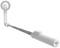 A white selfie stick with a round mount, telescopic pole, and ergonomic grip.