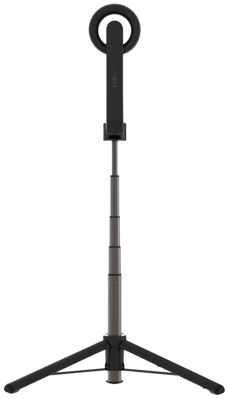 An adjustable tripod with a ring light mounted on top. Ideal for photography or video shoots to enhance lighting.