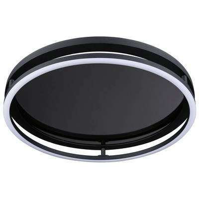 Black, round ceiling light with white LED trim. Modern design, suitable for room illumination.<br><br>(Note: This translation is already in British English and requires no significant changes.)