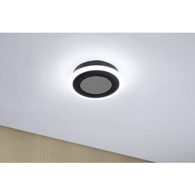 Round ceiling light with bright LED lighting in a modern design, mounted on a white ceiling.