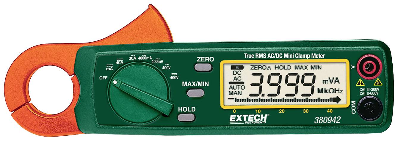 Extech Extech 380942 Clamp meter Digital CAT II 600 V, CAT III 300 V Display (counts): 4000