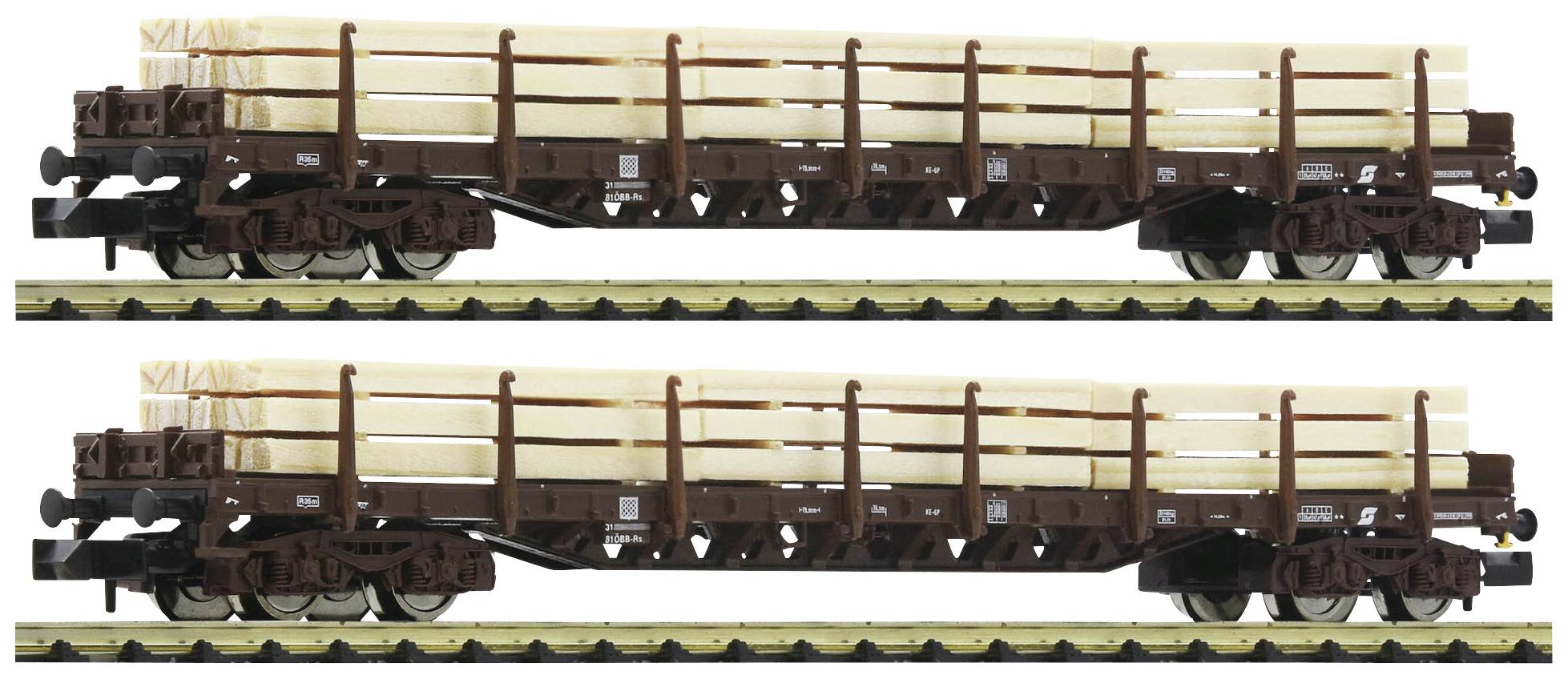 Image of Fleischmann 6660048 N 2pc set stake car of OeBB