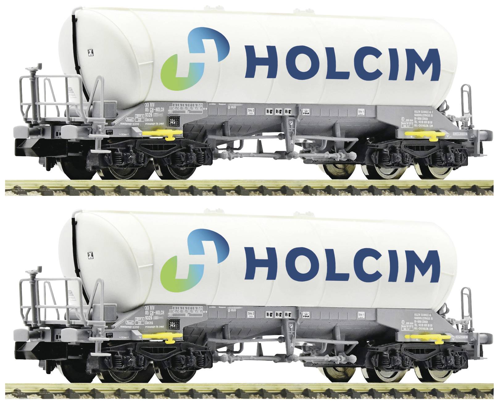 Fleischmann 6660047 N 2pc set silo wagon of Holcim