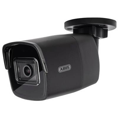Black security camera viewed from the side, mounted on a bracket, with 'ABUS' logo.