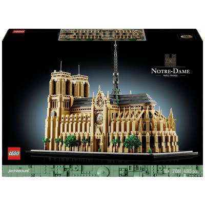 LEGO Architecture Notre-Dame Cathedral, Paris. Detailed model featuring towers, rose window, and central spire. Includes 4,388 pieces.