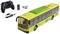 Remote-controlled toy bus with accessories. The bus is yellow-green and intricately designed. Includes batteries and USB charging cable.