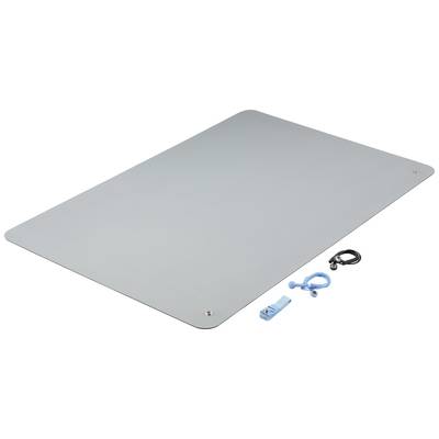 A large, rectangular grey earthing mat with accessories such as cables and plugs, designed to prevent electrostatic charge.