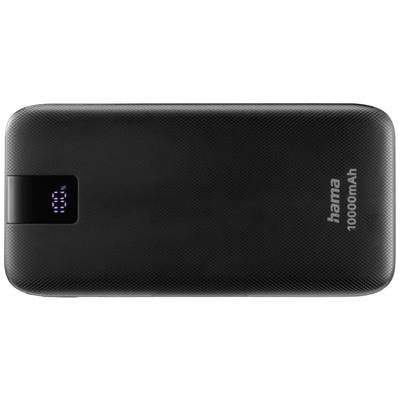 Black power bank with digital display showing '18%', capacity 10000mAh.