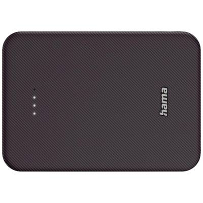 Portable power bank with three illuminated LED indicators on the top surface, showing the charging status. 'Hama' brand on the right.