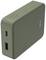 Green portable power bank with USB and USB-C ports, for mobile device charging. Compact and non-slip design.