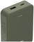 Green power bank with USB port and capacity indicator on the top surface, 10000 mAh label visible on the side.