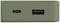 A green external hard drive with USB-C and USB-A ports, enabling connection to various devices.