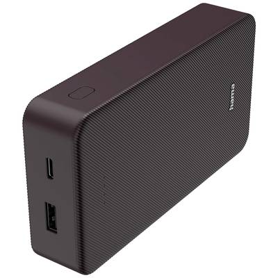 Brown power bank by Hama with USB and USB-C ports, rectangular shape.