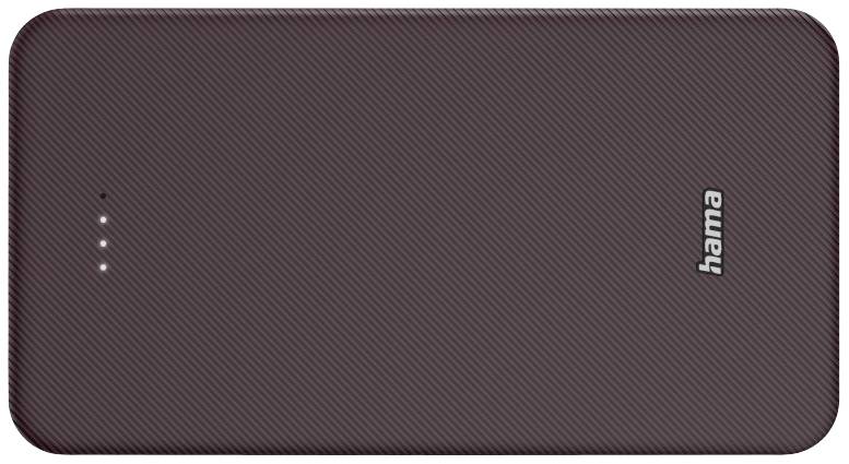External Power Bank in Dark Grey with Four LED Indicators. Brand name 'hama' on the front.