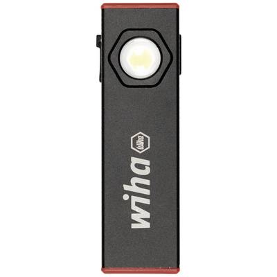 Portable LED light by Wiha, elongated black body with a red border, hexagonal frame surrounding the lens on the front.