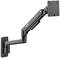 Black monitor arm for wall mounting, flexibly adjustable, suitable for various screen sizes.
