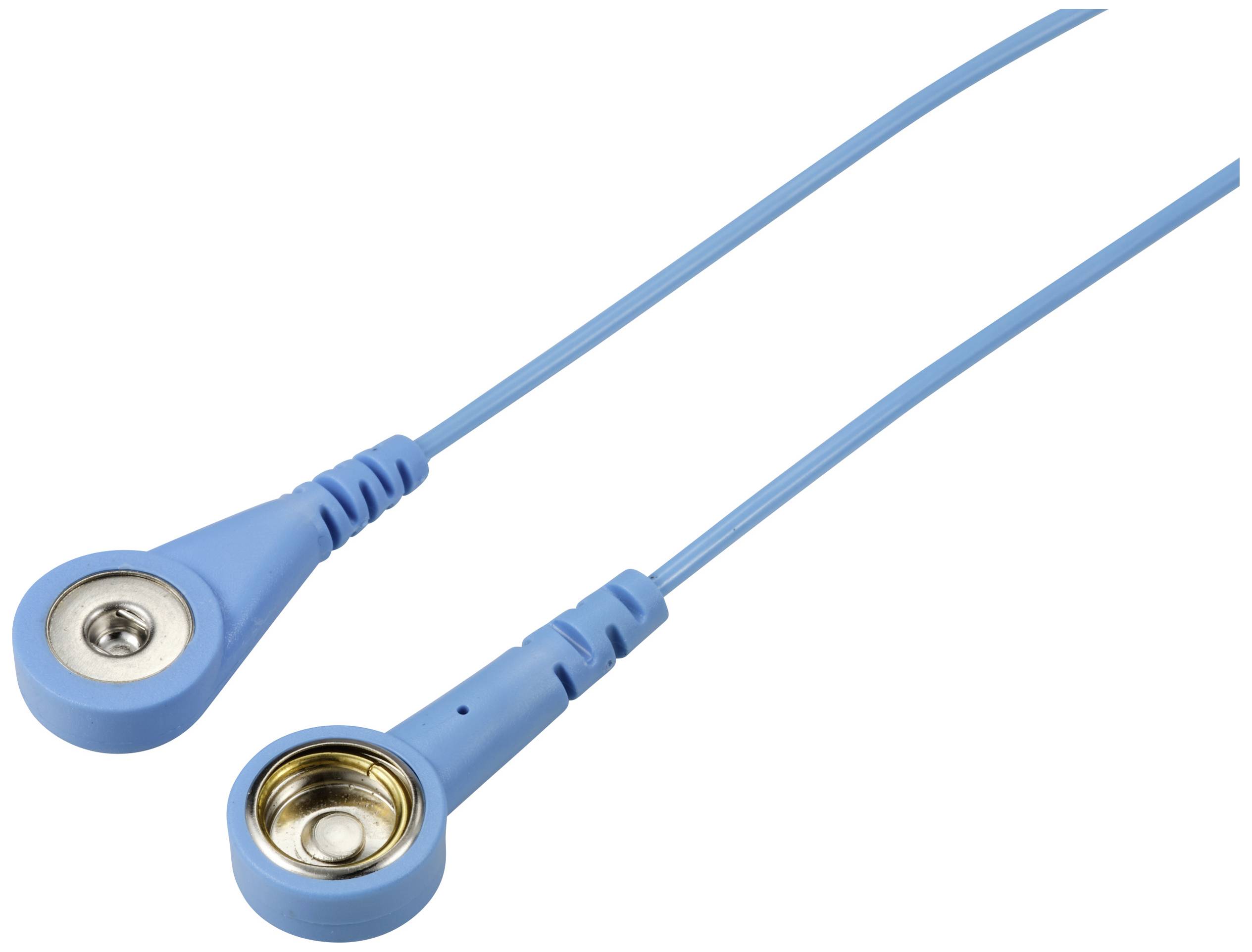 TRU COMPONENTS TC-12358912 ESD earth cable Light blue 1.80 m 4 mm stud and socket, 10 mm stud and socket