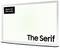 Flat-screen TV with the inscription 'The Serif' and 'Made for Germany', minimalist design.