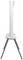 Slender, white air purifier on a three-legged black stand, viewed from the side. Modern, minimalist design.