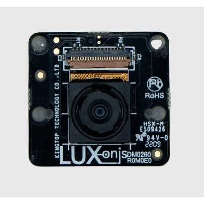 Small camera with the inscription 'LUX ONJ SDM0260 ROMEO'. Shows electronic circuit board, sensor in the centre, markings for connections.