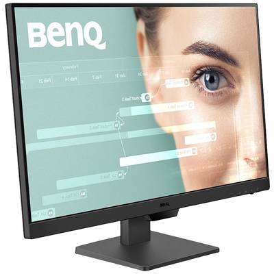 BenQ monitor with a face on the screen displaying a software interface.