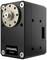 Black robot servo motor from the X-Series by Dynamixel with metal flange and multiple mounting points, for precise control applications.
