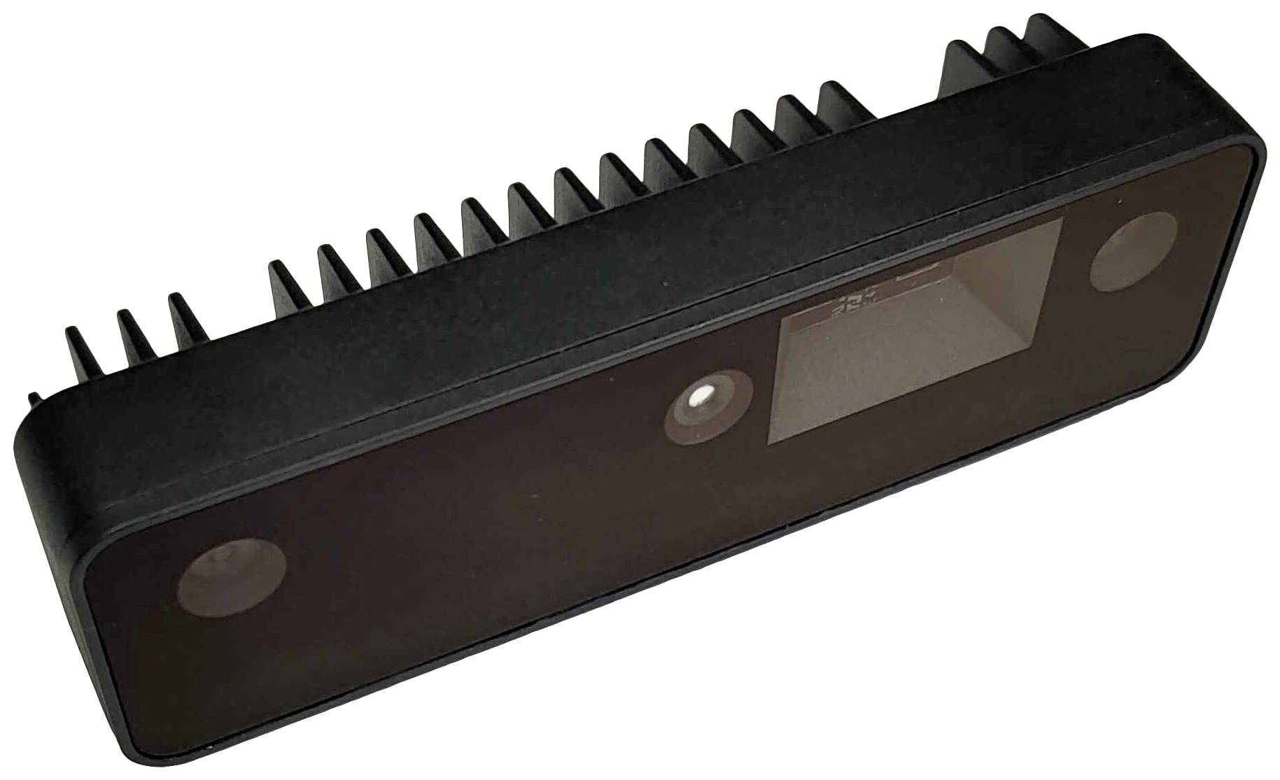 Black, rectangular device with several protruding buttons on the top surface.