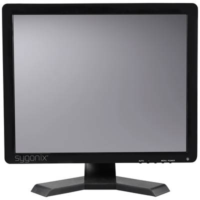 A black computer monitor with the 'sygonix' brand on the frame. The screen is switched off.