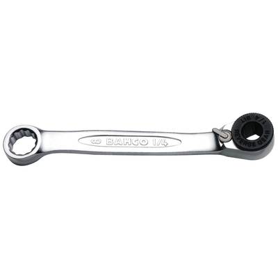 An adjustable spanner with a round head and 'Bahco 1/4' engraving. Metallic surface, suitable for precise work.