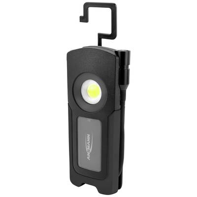 Portable black LED work light with hook, suitable for various applications and easy to transport.