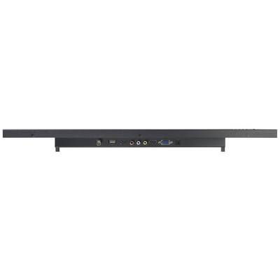 Rear view of a device with multiple connection options, including VGA, HDMI, audio, and USB ports.