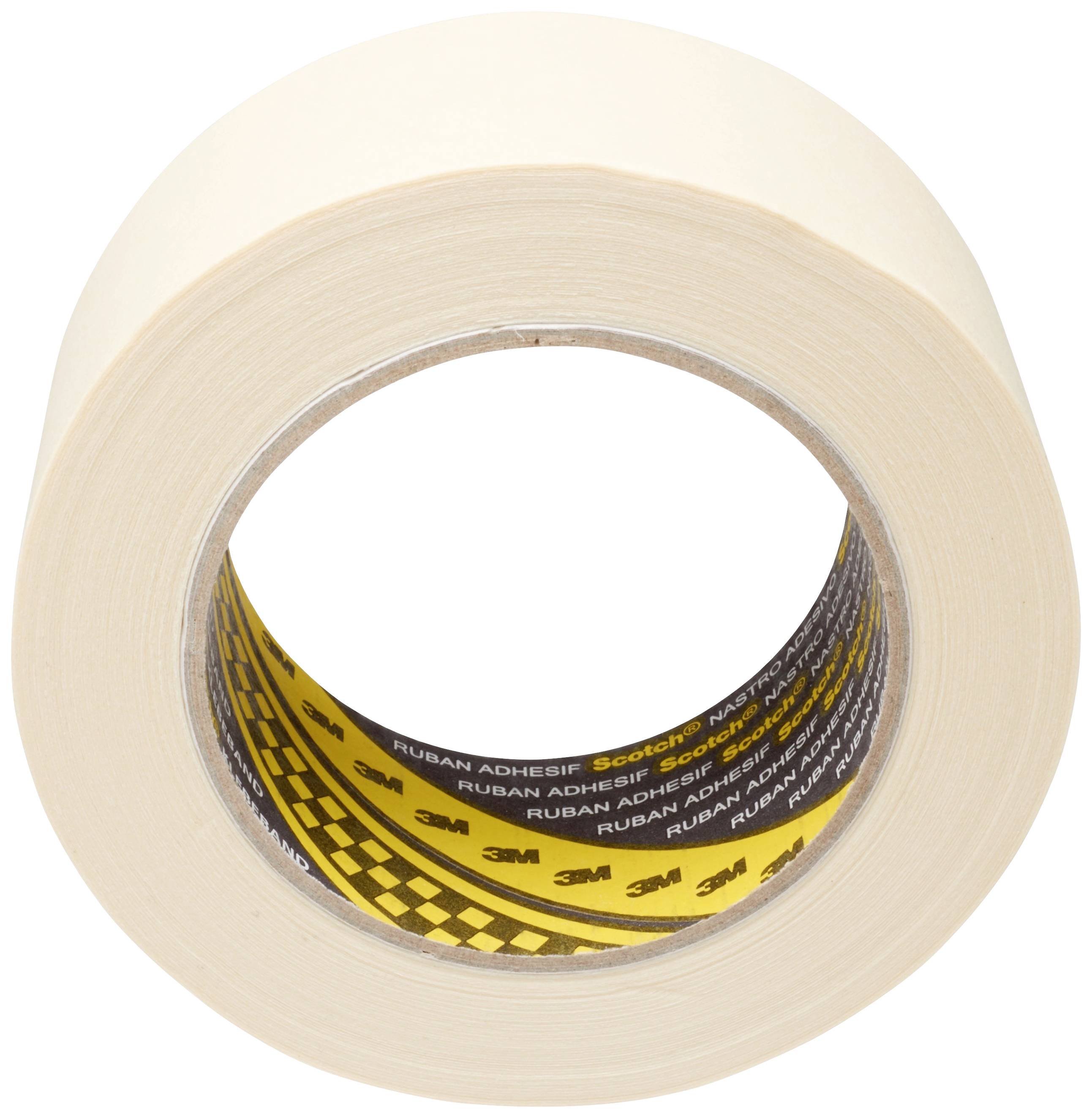 A roll of beige masking tape by 3M, suitable for painting work and covering surfaces.