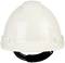 White safety helmet, photographed from the front.