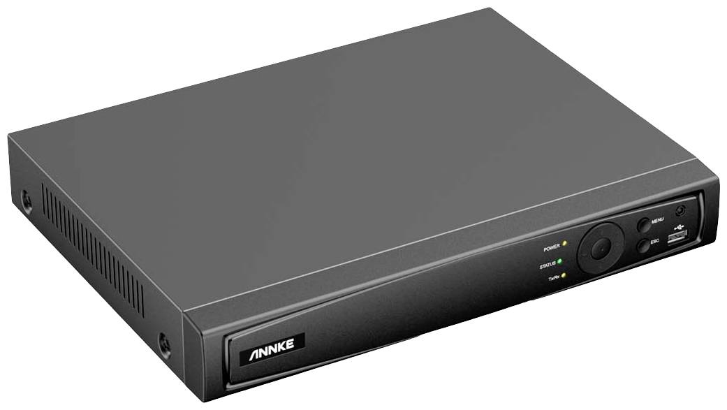 A black digital video recorder with brand logo on the front panel; suitable for security surveillance systems.