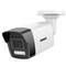 White surveillance camera with a black lens, mounted on a wall bracket. Suitable for security monitoring in indoor and outdoor areas.