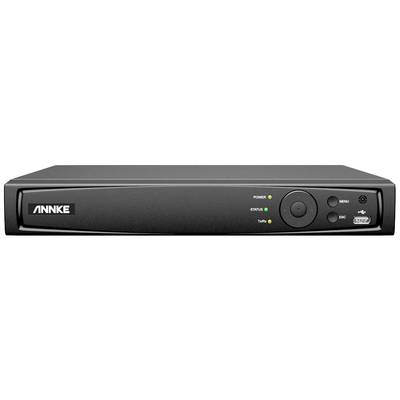 A black digital video recorder with brand logo on the left side. Front panel displays controls and status indicators.