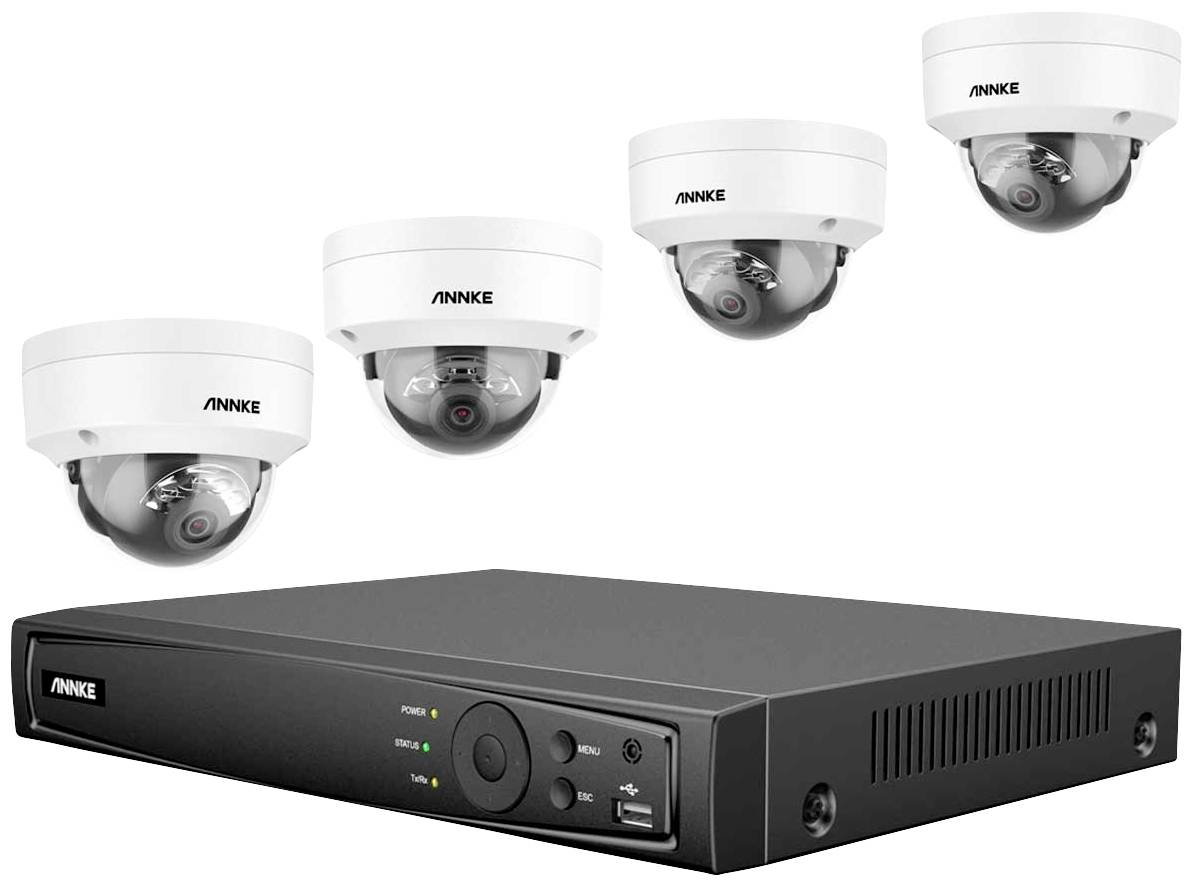 Annke Netzwerkkamera N48PAW+I91DG*4+2T LAN IP-CCTV camera set 8-channel incl. 4 cameras 4096 x 3072 p