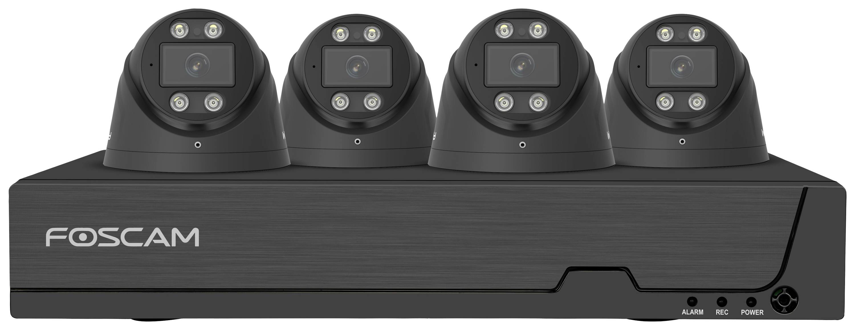 Foscam Netzwerkkamera FN9108E-T4-2T black LAN IP-CCTV camera set 8-channel incl. 4 cameras 3840 x 2160 p