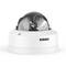 Dome surveillance camera with transparent cover and dark housing. Ideal for indoor security monitoring.