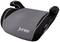 A black and grey child booster seat with armrests. The word 'junior' is printed on the seat surface.