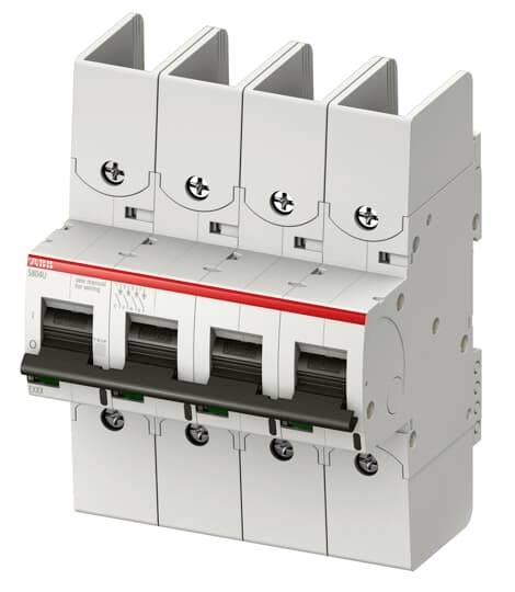 A four-pole circuit breaker designed to protect electrical circuits.